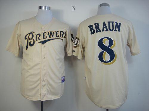 Brewers #8 Ryan Braun Cream YOUniform Cool Base Stitched MLB Jersey - Click Image to Close